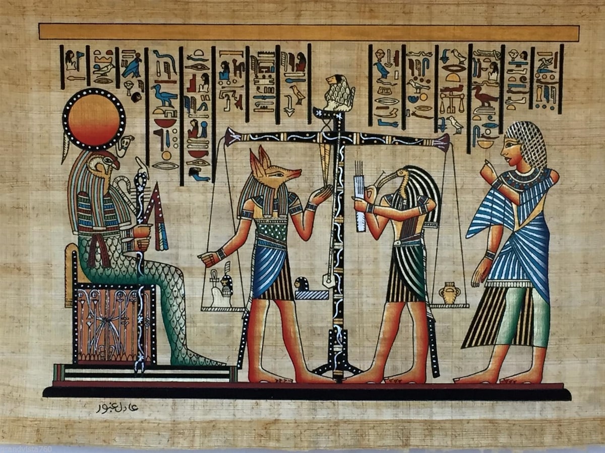 Египптские боги на папирусе