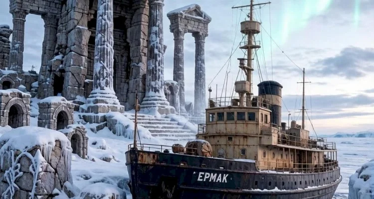 Русский ледокол Ермак у берегов Гипербореи